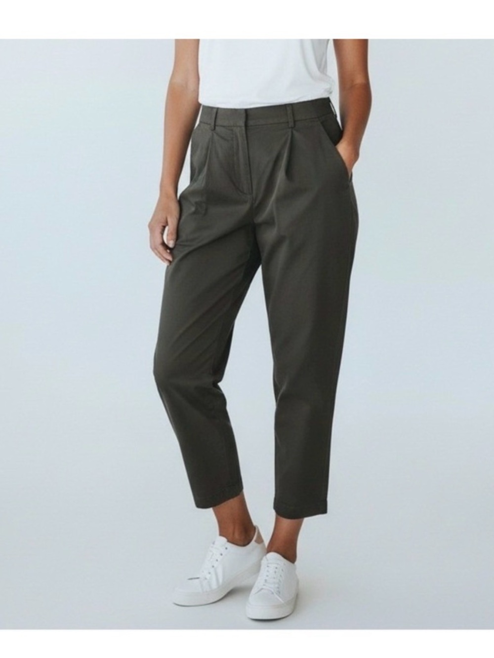 Everlane Pleated Chino Pants Black Size 6 Ankle Length Tailored Trouser